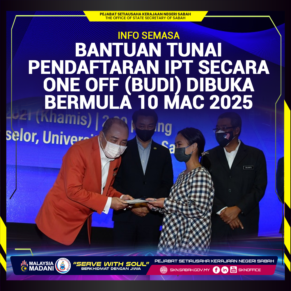 Bantuan Pendidikan Kerajaan Negeri Sabah (BUDI) Dibuka Bermula 10 Mac 2025